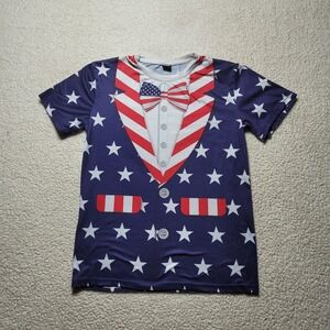 Funny World American Flag Tuxedo T-Shirt Mens Large USA Patriotic Costume Tee